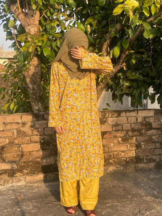 Mustard | Printed Cotton 2 PCs (Stitched) | Winter' 24