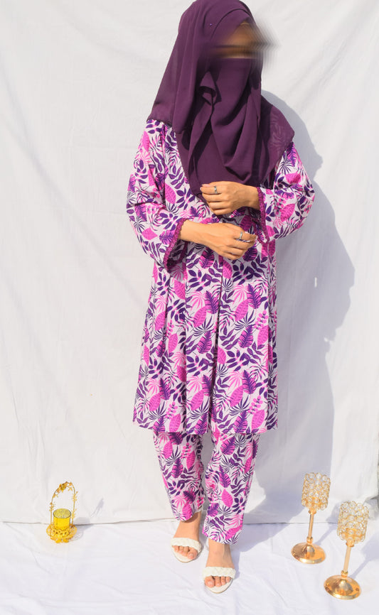 Purple | Printed Doriya Linen 2 PCs (Stitched) | Winter' 24