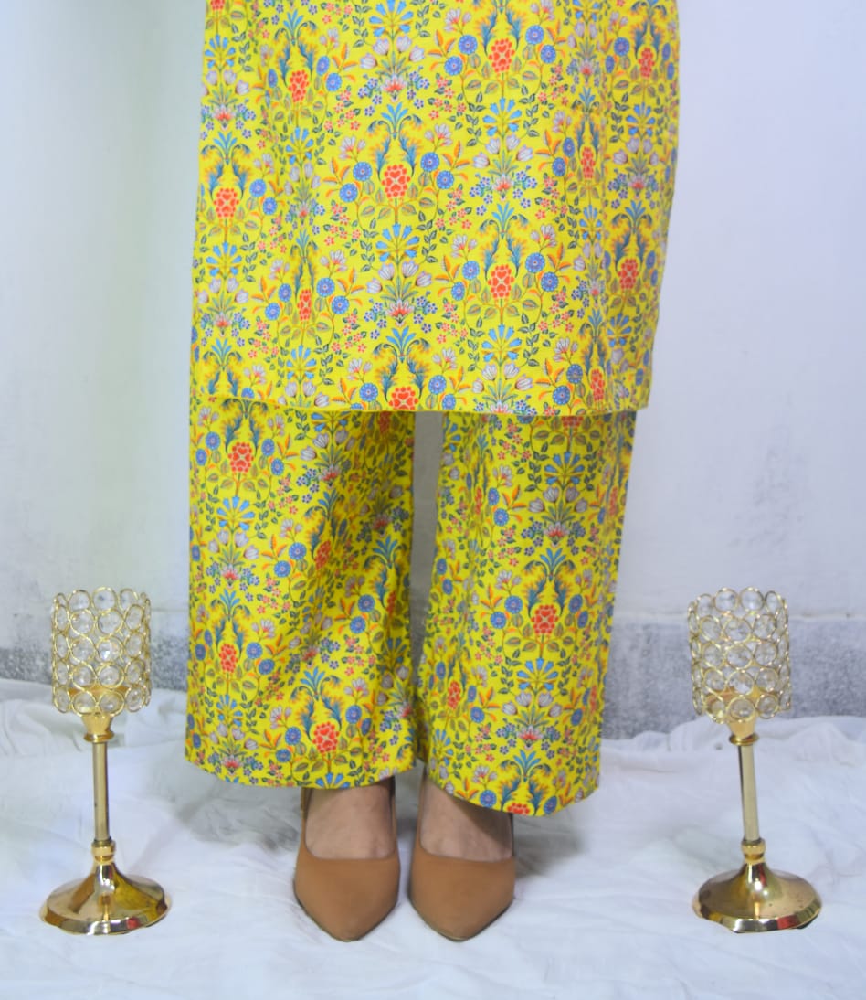 Yellow Floral | Printed Khaddar 2 PCs (Stitched) | Winter' 24