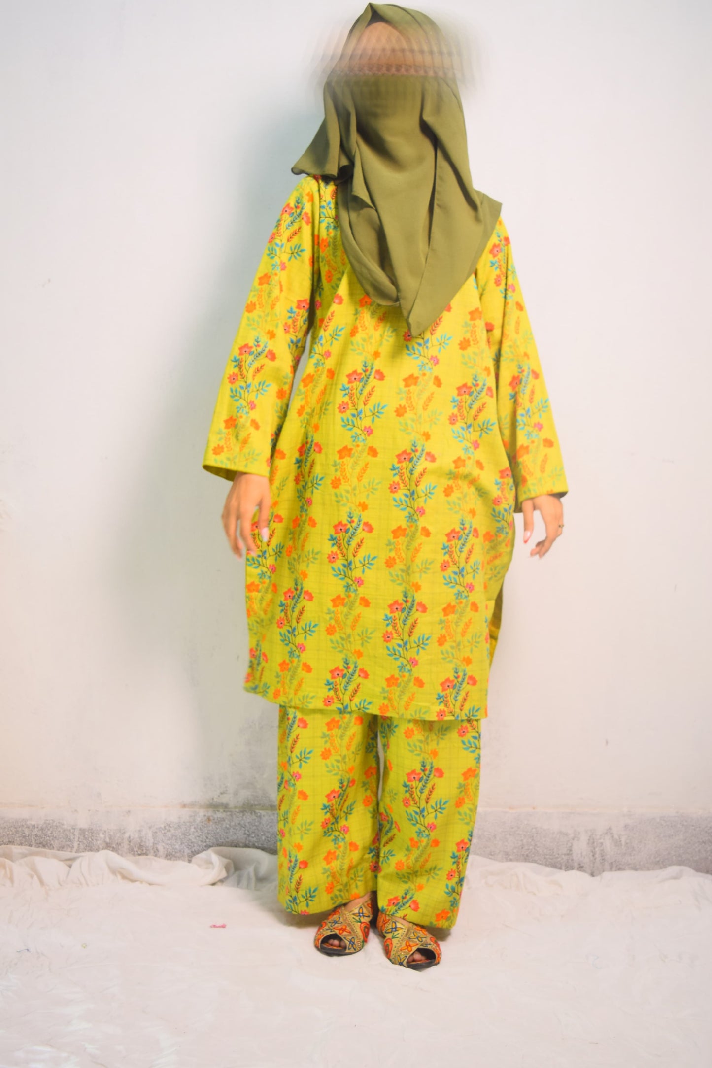 Greenish Mustard | Printed Khaddar 2 PCs (Stitched) | Winter' 24