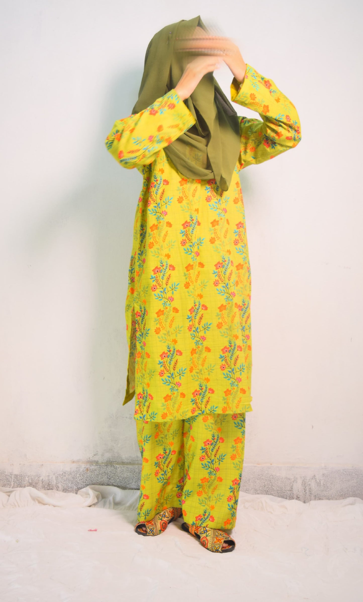 Greenish Mustard | Printed Khaddar 2 PCs (Stitched) | Winter' 24